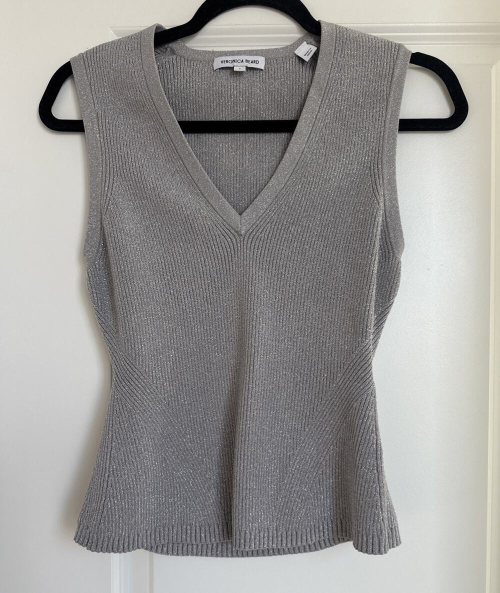 Veronica Beard Silver Sid Sleeveless Knit Sleeveless Tank Top Women’s Size Small